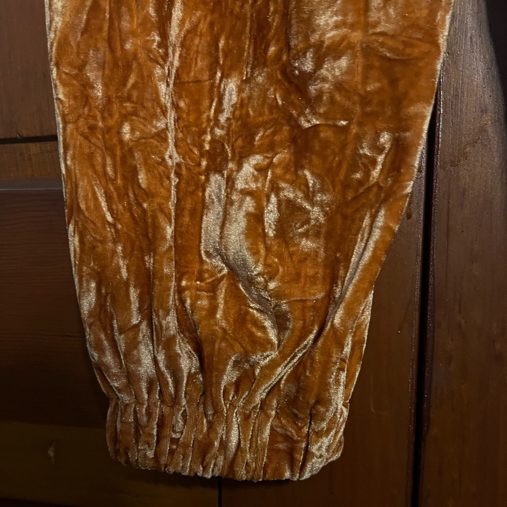Urban Outfitters Crushed Velvet Burnt Orange Pull On Joggers with Pockets‎ - Picture 5 of 8